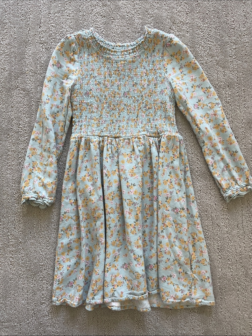 *5 for $20* 5T Light Blue Floral Smocked Long-Sleeve Casual Dress